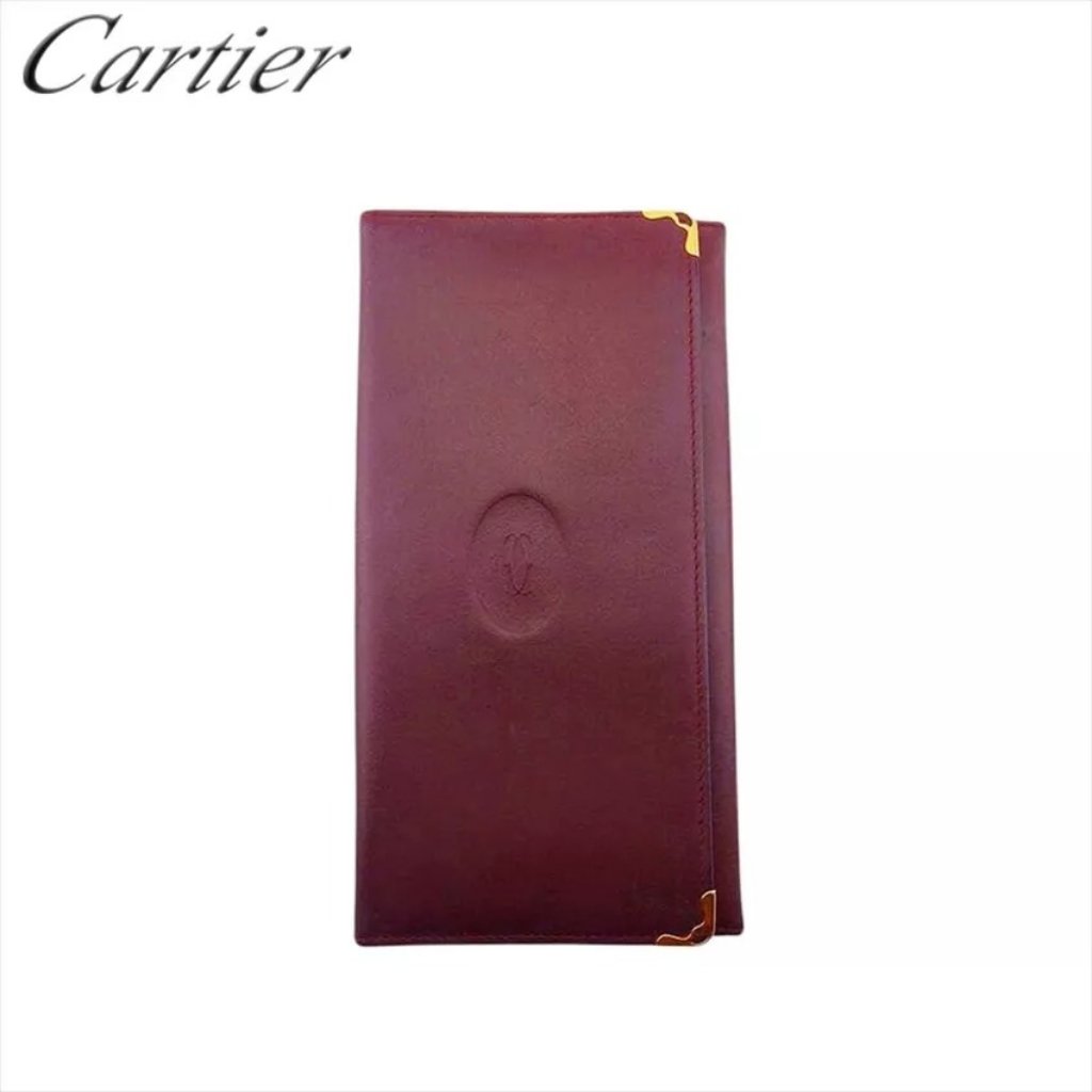 Cartier Fold Over Wallet Must Line Leather Authentic Used